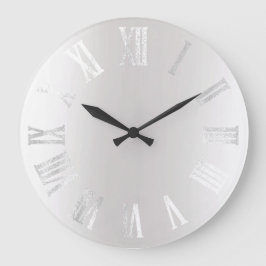 グレーシルバーグレーブラックメタルミニマルローマ数字 ラージ壁時計