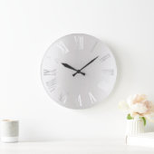 グレーシルバーグレーブラックメタルミニマルローマ数字 ラージ壁時計 (ホーム)