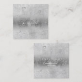 グレーシルバーグレー抽象芸術ウォーターリネンボール スクエア名刺 (正面/裏面)