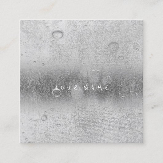 グレーシルバーグレー抽象芸術ウォーターリネンボール スクエア名刺 (正面)