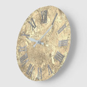 グレーシルバーシャンパイニュ金ゴールドメタリックローマ数字 ラージ壁時計 (傾斜)