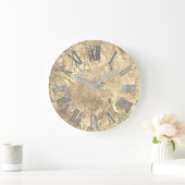 グレーシルバーシャンパイニュ金ゴールドメタリックローマ数字 ラージ壁時計 (ホーム)