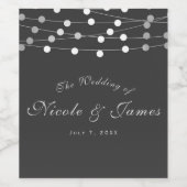 グレーシルバーストリングライツモダンシック結婚ワイン ワインラベル (シングルラベル)