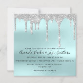 グレーシルバースパークドリップブライダル結婚ズブルー マグネット招待状 (正面)