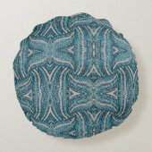 グレーシルバーターコイズティール（緑がかった色）ブルーボヘミア ラウンドクッション (裏面)
