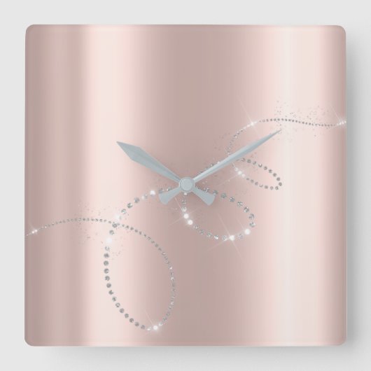 グレーシルバーバラパステルクリスタルインフィニティダイヤモンド スクエア壁時計 (正面)