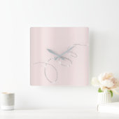 グレーシルバーピンクの粉末結晶インフィニティダイヤモンド スクエア壁時計 (ホーム)