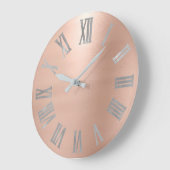 グレーシルバーピンクローズ金ゴールドメタリックローマンヌマー ラージ壁時計 (傾斜)