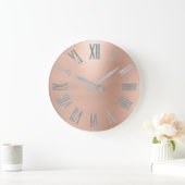 グレーシルバーピンクローズ金ゴールドメタリックローマンヌマー ラージ壁時計 (ホーム)