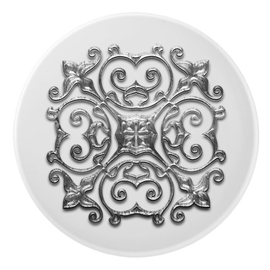 グレーシルバーフェイクメダリオンヴィンテージセラミックプル セラミックノブ (正面)