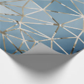 グレーシルバー三角形ダイヤモンドブルー六角ジオメトリ ラッピングペーパー (角)