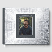 グレーシルバー実在フォイル葬式ゲストブックテクスチャ ゲストブック (正面)