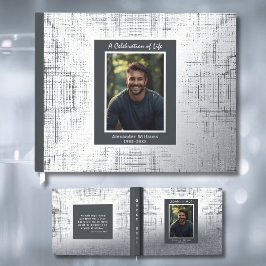 グレーシルバー実在フォイル葬式ゲストブックテクスチャ ゲストブック