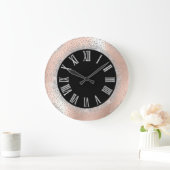 グレーシルバー結晶ブラックバラローマ数字 ラージ壁時計 (ホーム)