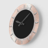 グレーシルバー結晶ブラックバラ抽象芸術 エレガント ラージ壁時計 (傾斜)