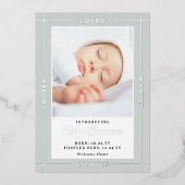 グレーシルバー選択の愛の導入の採用ベビー 箔招待状 (正面)