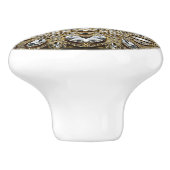 グレーシルバー金ゴールドとブラックアートデコ模様 セラミックノブ (側面)