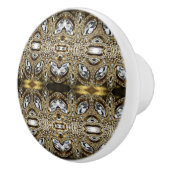 グレーシルバー金ゴールドとブラックアートデコ模様 セラミックノブ (右)