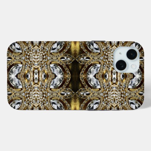 グレーシルバー金ゴールドとブラックアートデコ模様 Case-Mate iPhoneケース (裏面 (横))