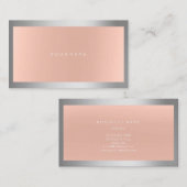 グレーシルバー金属フレームミニマルピンク赤面スキン 名刺 (正面/裏面)
