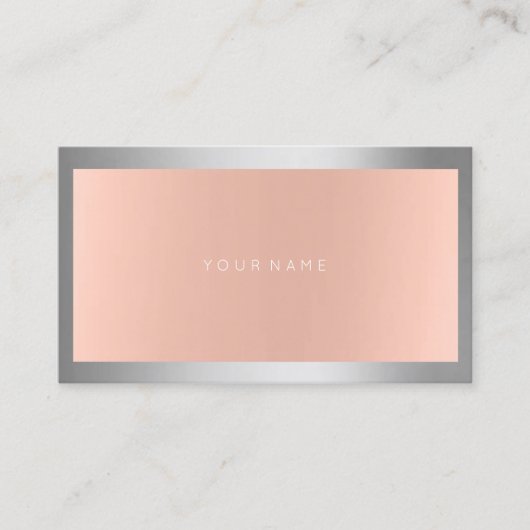 グレーシルバー金属フレームミニマルピンク赤面スキン 名刺 (正面)