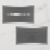 グレーシルバー金属フレームミニマルモノクロ 名刺 (正面/裏面)