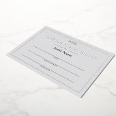 グレーシルバー・フォイルの真正性証明書 箔招待状 (回転した状態)