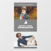 グレーシンプルと白の鳩写真テンプレート記念碑 ウィンドウサイン (シート)