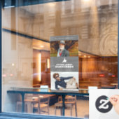 グレーシンプルと白の鳩写真テンプレート記念碑 ウィンドウサイン (カフェ窓)