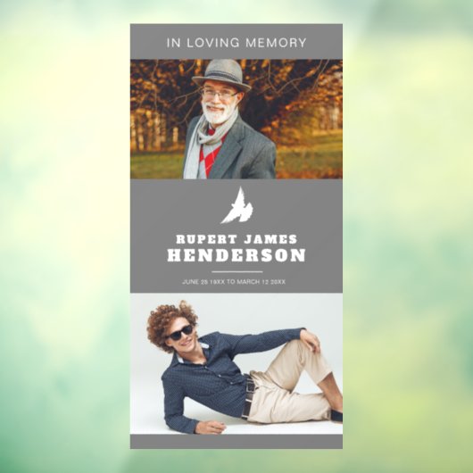 グレーシンプルと白の鳩写真テンプレート記念碑 ウィンドウサイン (シート3)