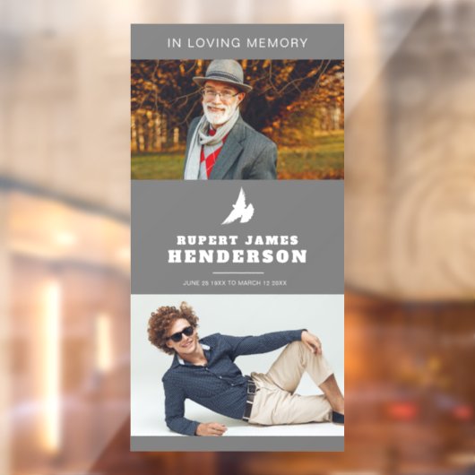 グレーシンプルと白の鳩写真テンプレート記念碑 ウィンドウサイン (シート2)