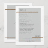 グレーシンプルのジオメトモダンリミュート金ゴールドの白いメニュー 招待状 (正面/裏面)