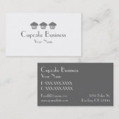 グレーシンプルカップケーキのベーカリーの名刺 名刺 (正面/裏面)