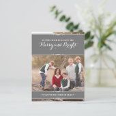 グレーシンプルシックなホリデーフォトポストカード シーズンポストカード (スタンド正面)