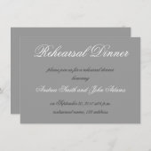 グレーシンプルスクリプトリハーサルディナー招待状 招待状 (正面/裏面)