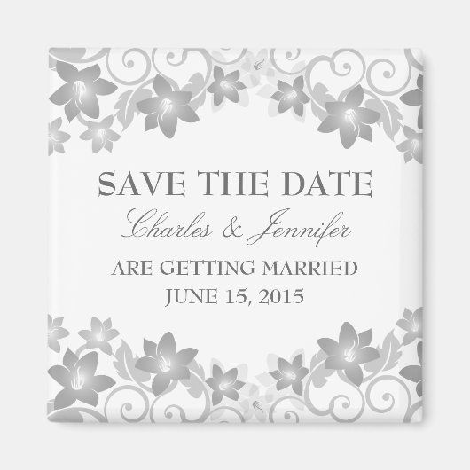 グレーシンプルフローラ日付磁石の保存 マグネット (正面)