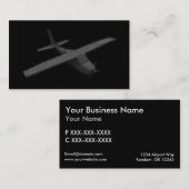 グレーシンプルブラックプロペラ飛行機カーカスタムド 名刺 (正面/裏面)