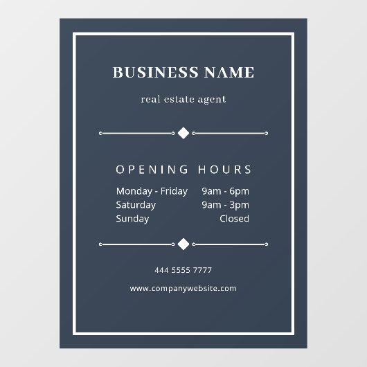 グレーシンプルブルーのビジネス向けホワイトオフィス ウィンドウサイン (シート)