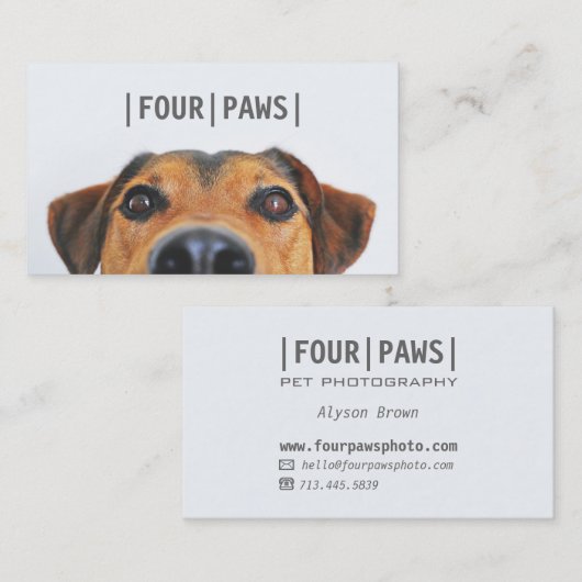 グレーシンプルペット写真かわいい犬の写真プレーン 名刺 (正面/裏面)