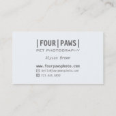 グレーシンプルペット写真かわいい犬の写真プレーン 名刺 (裏面)