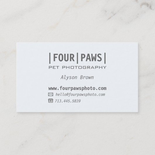 グレーシンプルペット写真かわいい犬の写真プレーン 名刺 (裏面)