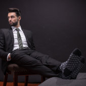 グレーシンプルボーリングピンデザイン ネクタイ