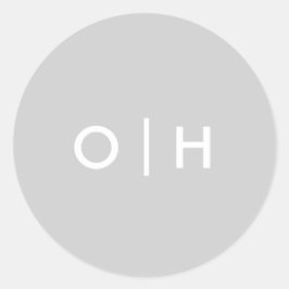 グレーシンプルラウンドステッカー |イニシャル/モノグラム ラウンドシール