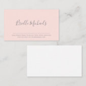 グレーシンプル手書きスクリプト付き淡い色のピンク 名刺 (正面/裏面)