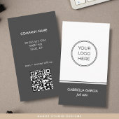 グレーシンプル汎用ロゴQRコード名刺 名刺