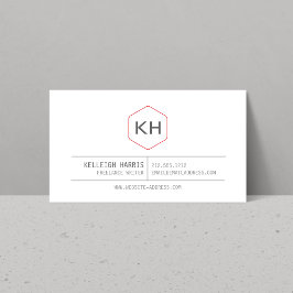 グレーシンプル/赤のヴィンテージモノグラムのロゴ 名刺