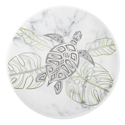 グレーシーウミガメ熱帯大理石沿岸 セラミックノブ (正面)