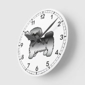 グレーシーズーのかわいいキャラクターデザインの犬のイラスト ラウンド壁時計 (傾斜)