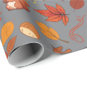 グレーシームレスラッピング紙：リス離れズと ラッピングペーパー (ロールコーナー)