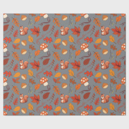 グレーシームレスラッピング紙：リス離れズと ラッピングペーパー